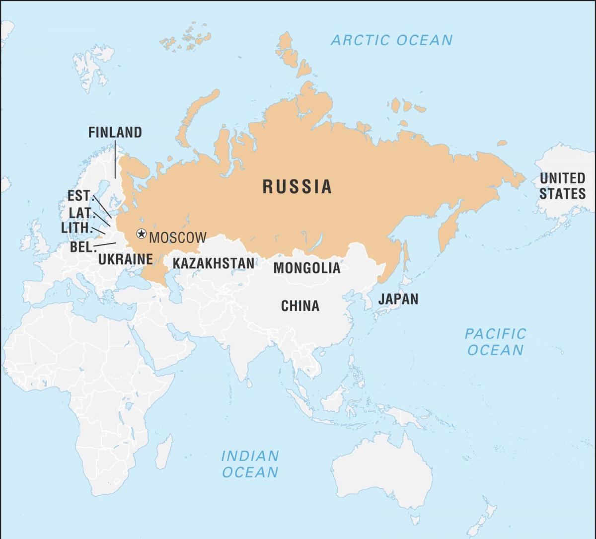 Karte von Russland und angrenzenden Ländern