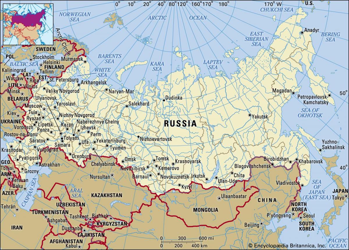 Russland auf einer Karte