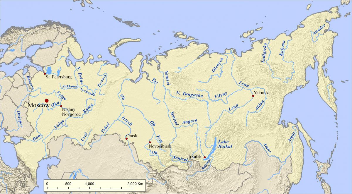 Flüsse in Russland Karte