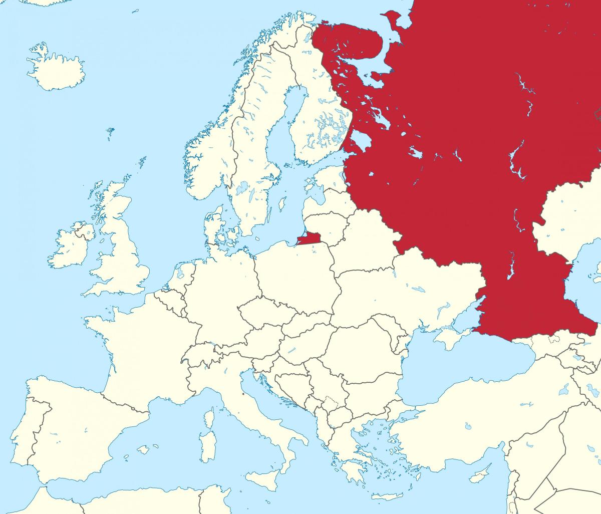 Russland Position auf der Europa Karte