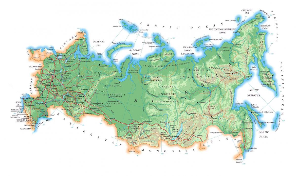 Russland Landformkarte