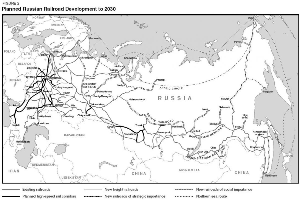 Russland Bahnlinien Karte
