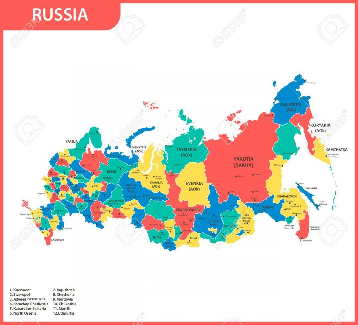 Russland Staatskarte